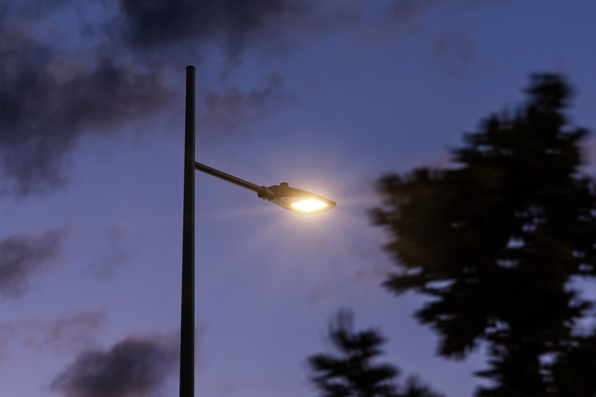 Marlborough street light at night, installed by ibex lighting.