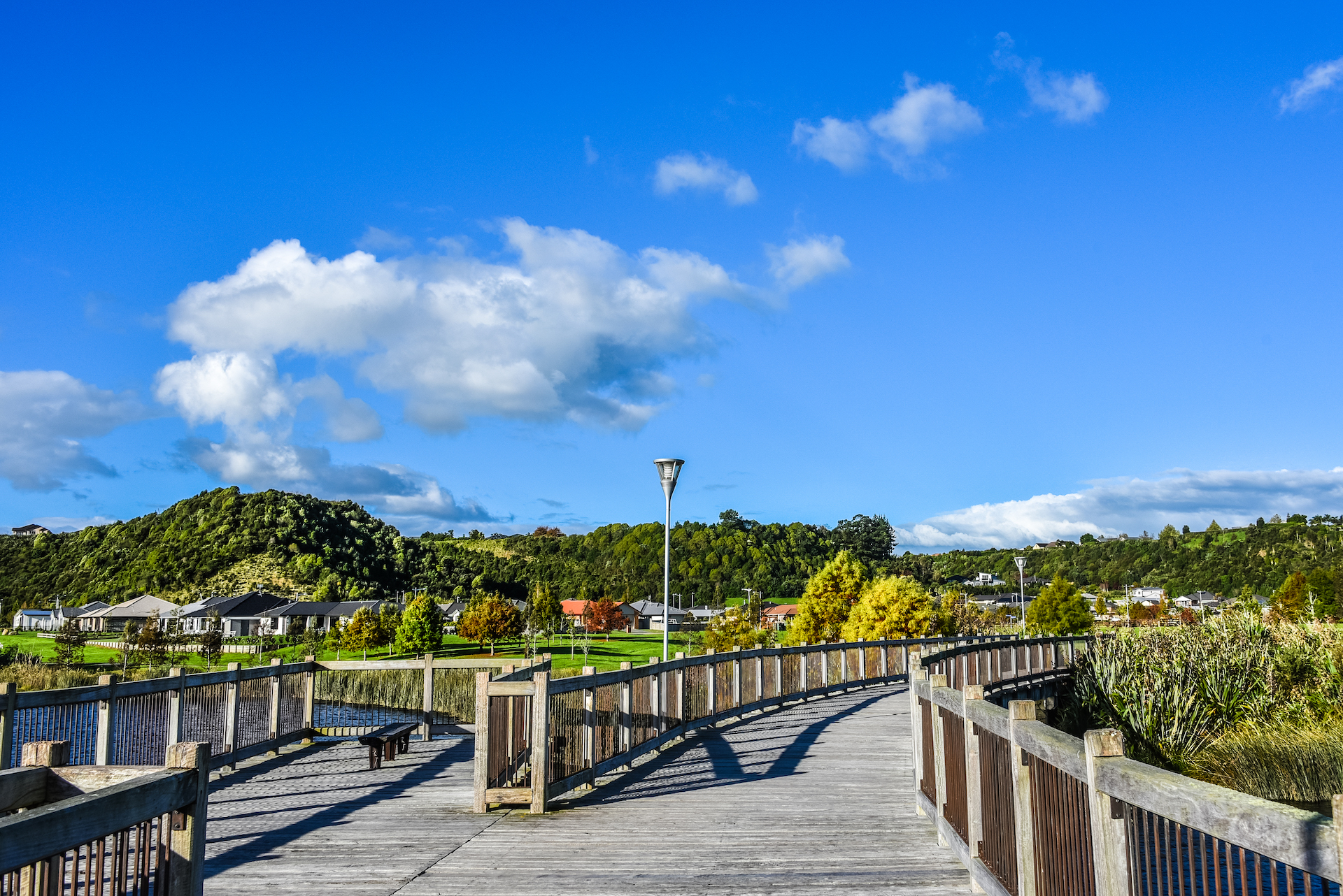 The Lakes walkway illuminated by ibex lighting solutions.