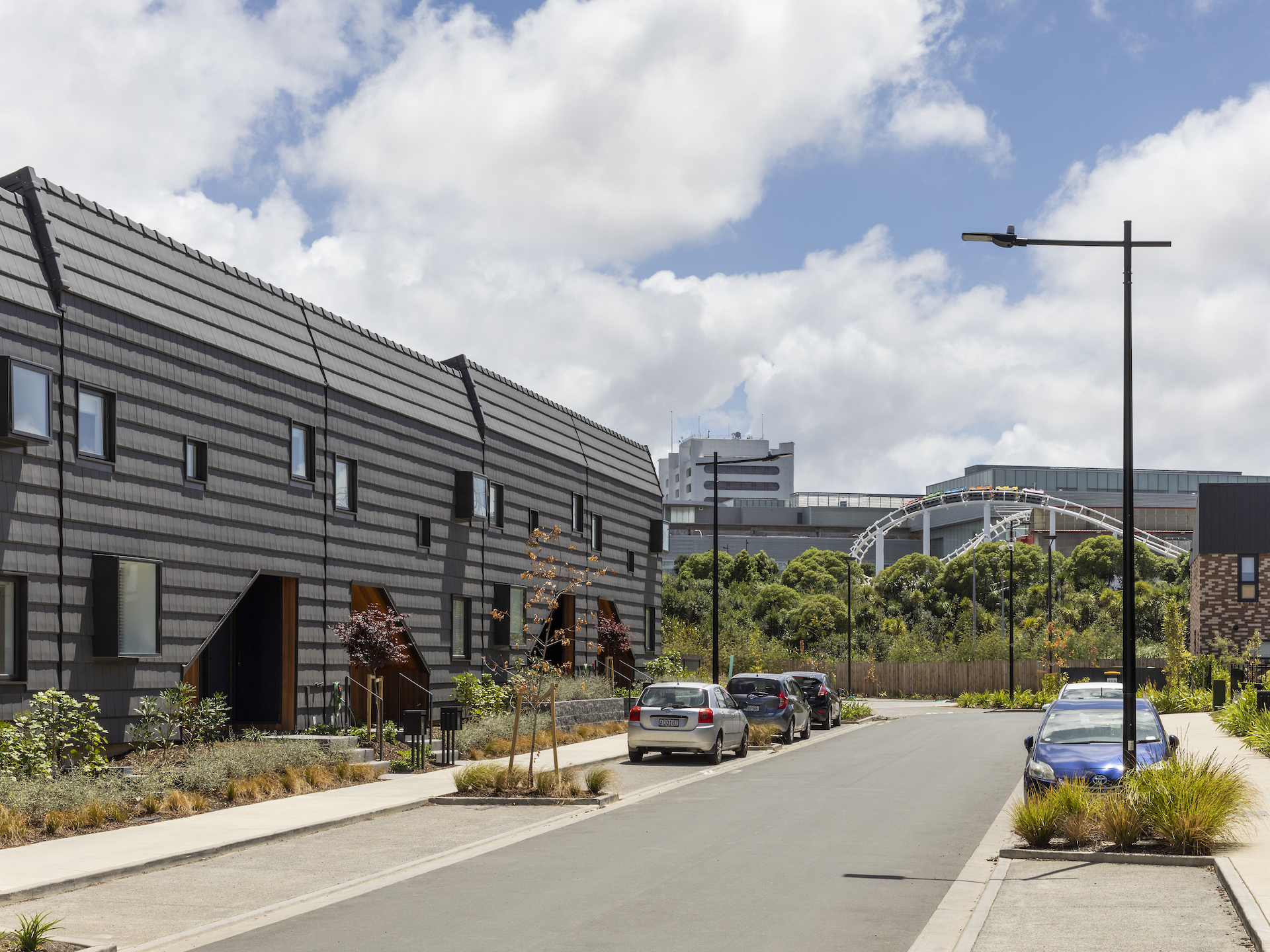 Kotuitui street parking illuminated by ibex lighting.