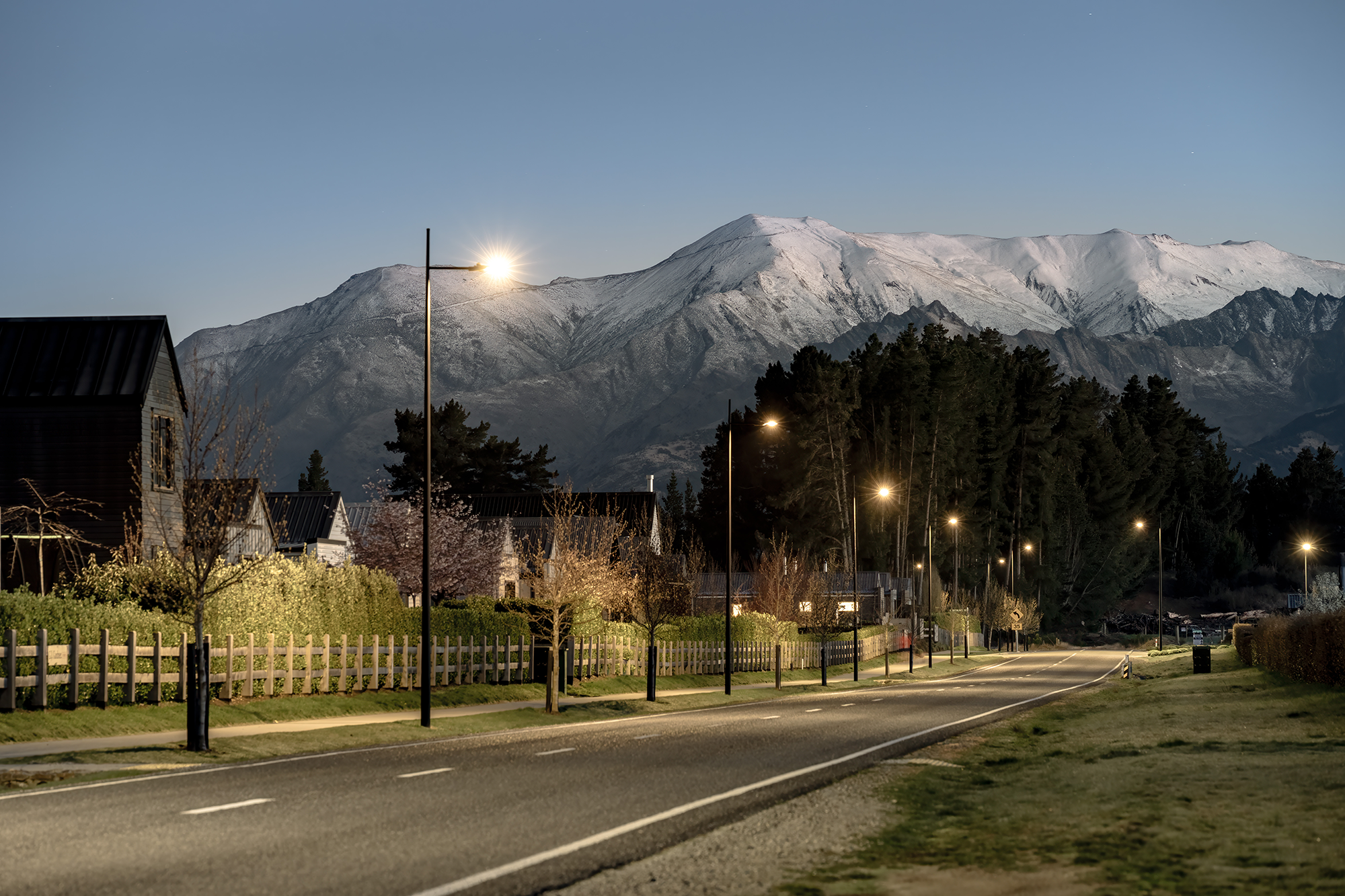 Road illuminated by ibex lighting solutions.